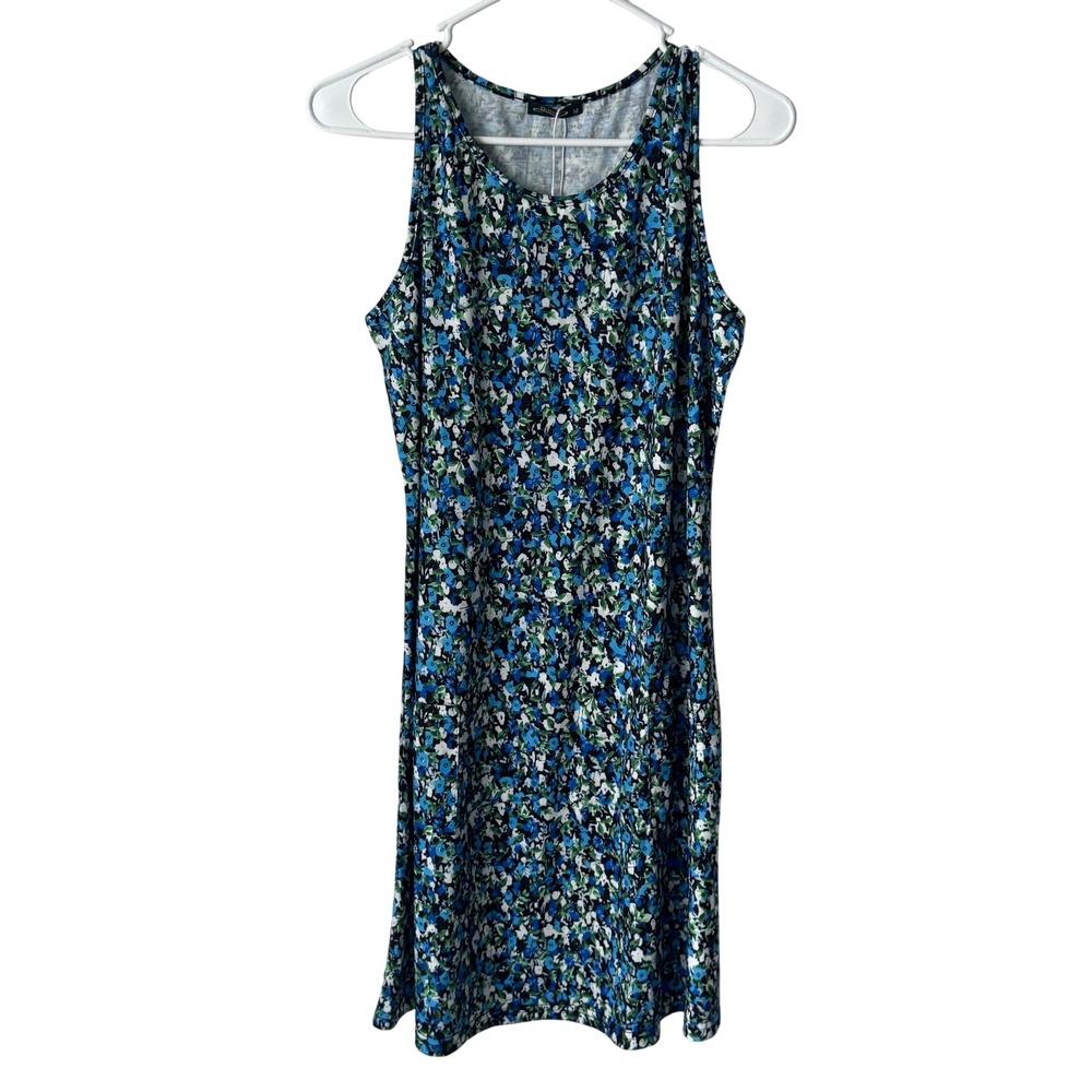 Ofeefan Blue Floral Sleeveless Mini Shift Dress Womens Size Medium NWT